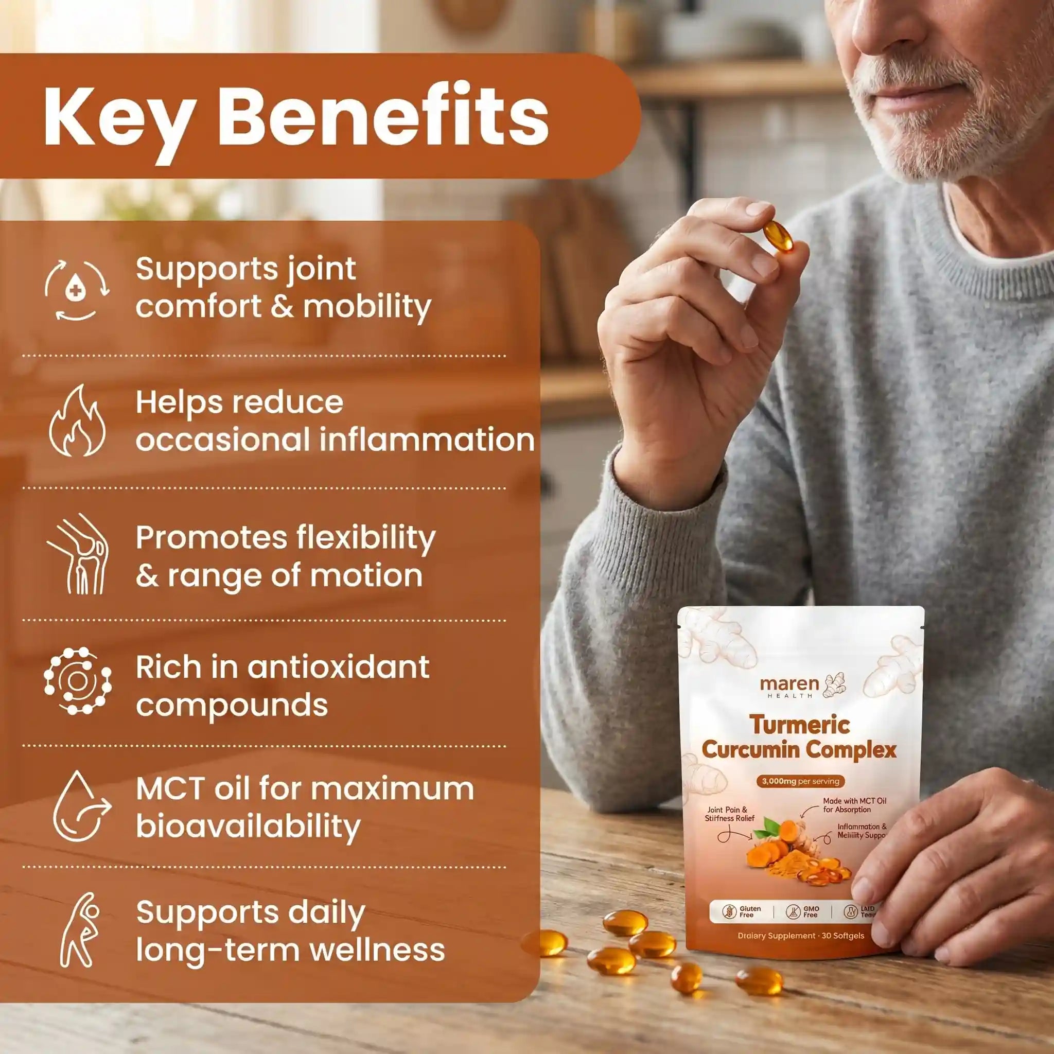 Turmeric Curcumin Complex — 3,000mg High-Absorption Softgels