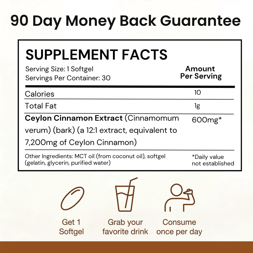 Ceylon Cinnamon 7200mg Equivalent with MCT Oil